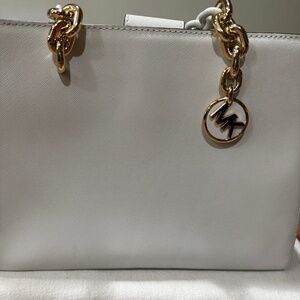 Michael Kors Cynthia White Saffiano Leather Satchel